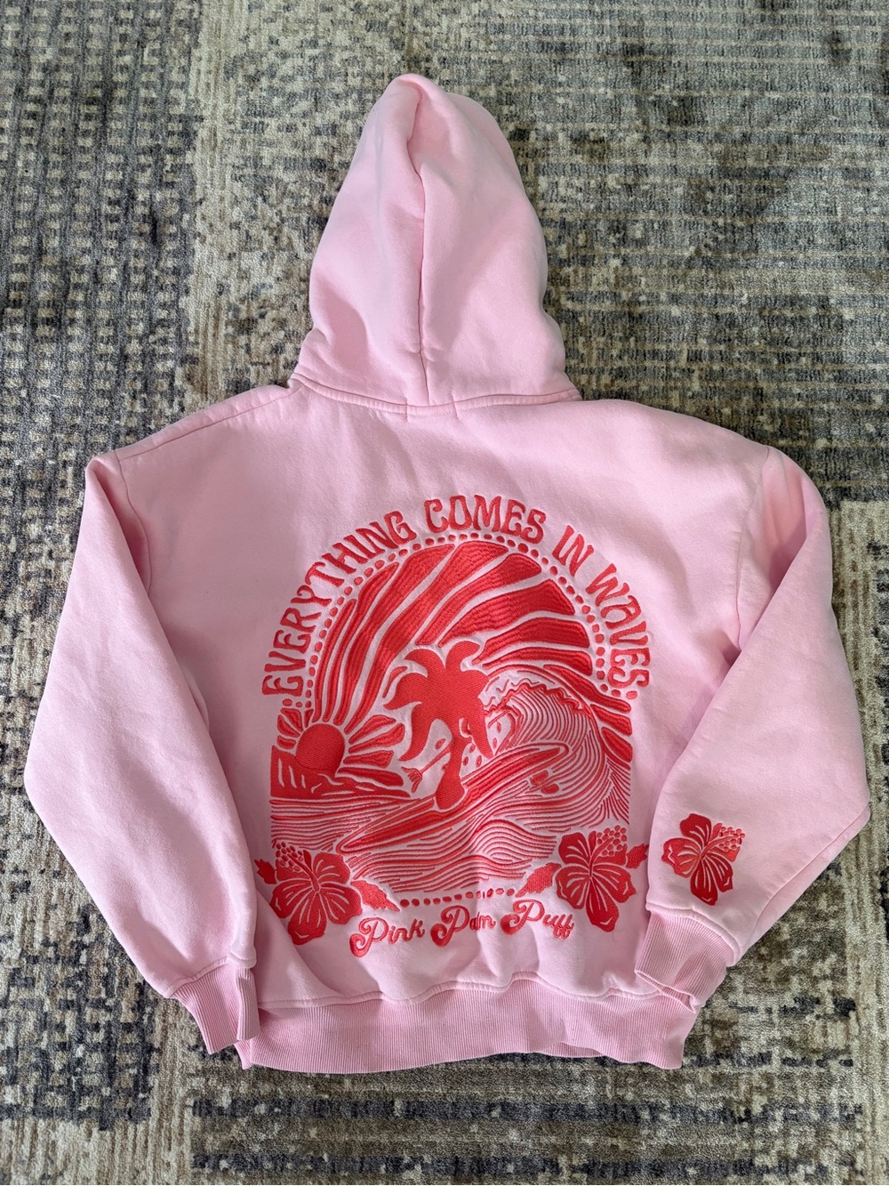 Pink Palm Puff Hoodie💗🌴🌺
